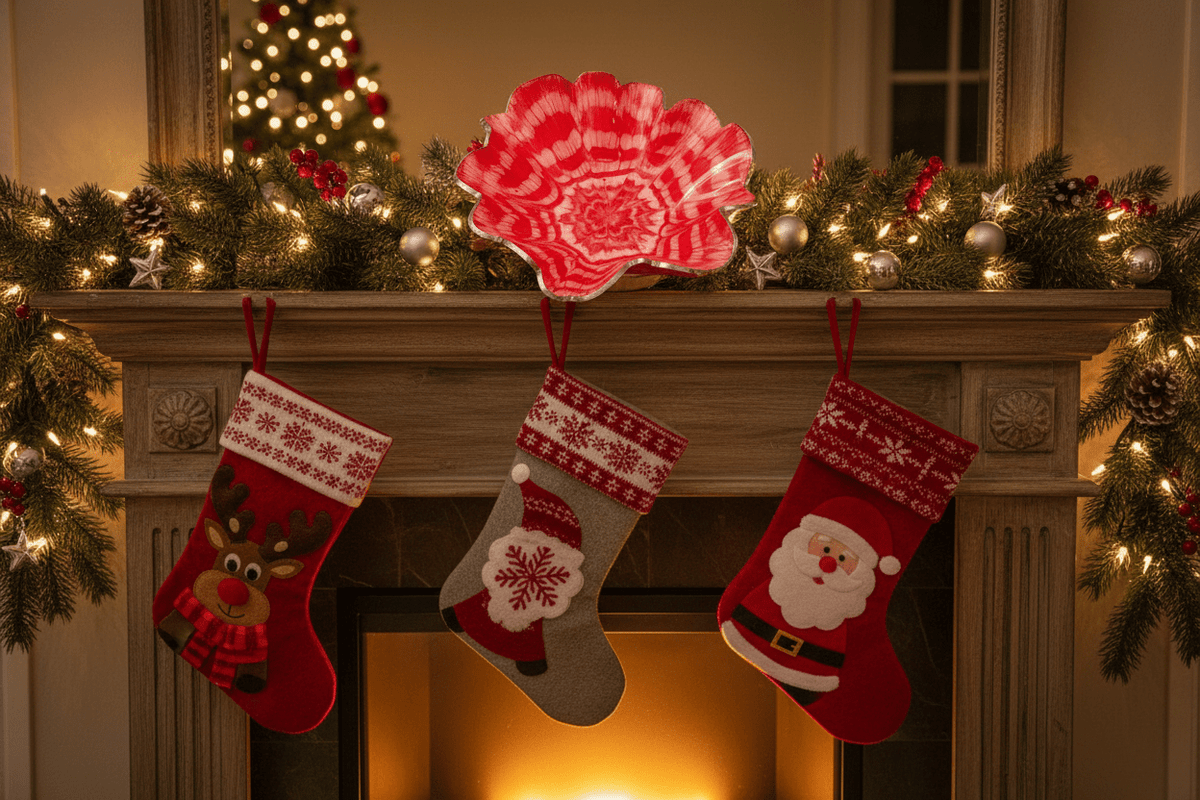 Candy Cane Resin Bowl – Red & White Christmas Decor - The Glossy Gift Shop