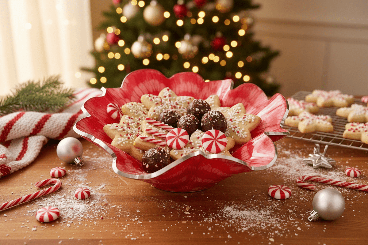 Candy Cane Resin Bowl – Red & White Christmas Decor - The Glossy Gift Shop