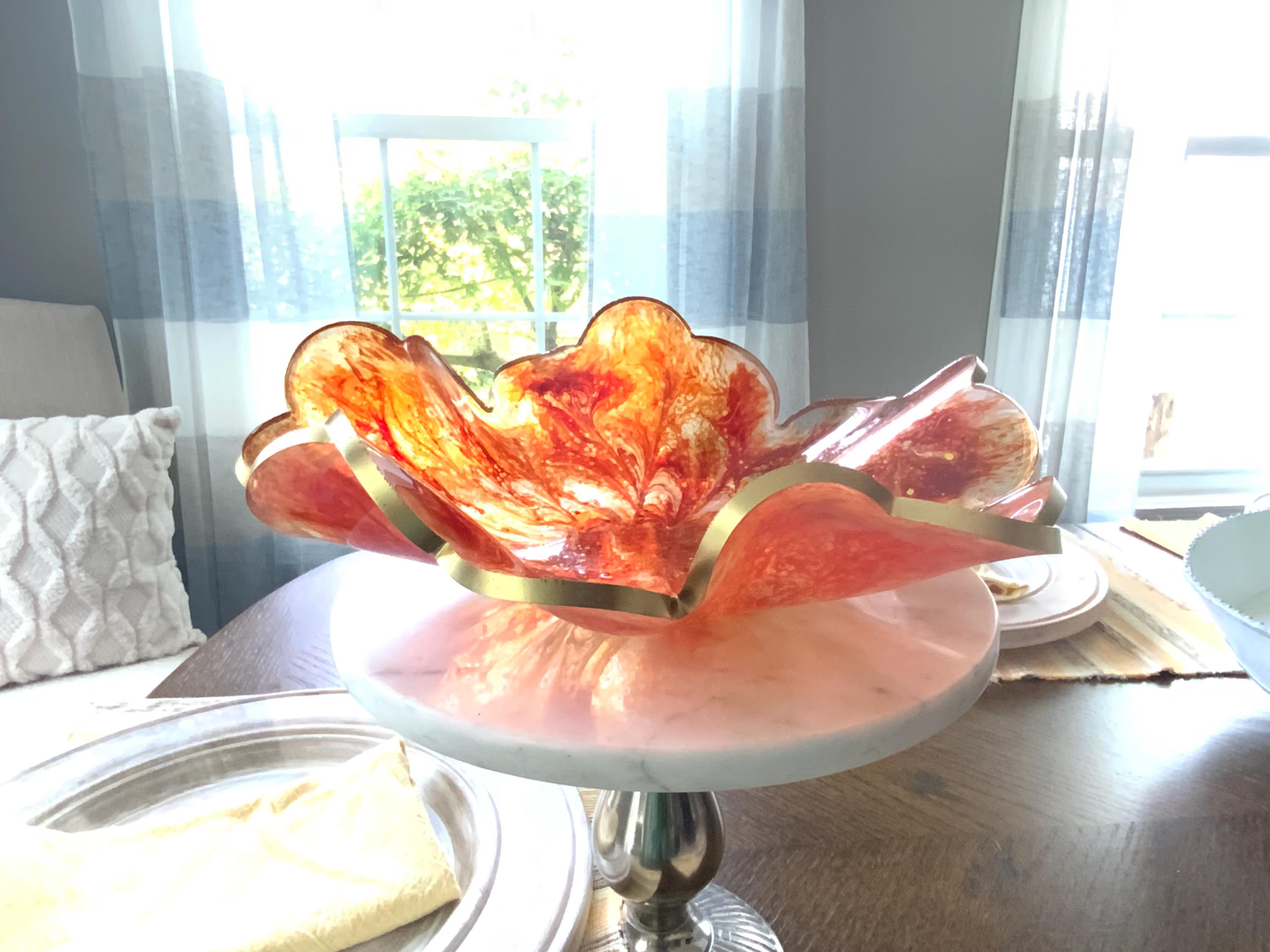 Resin Decorative Bowl – Orange & White Tennessee Football Epoxy Bowl