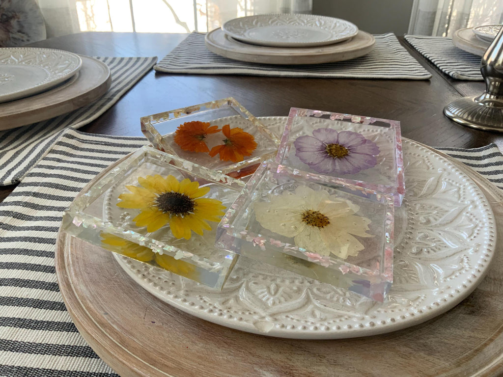 Square Floral Coaster Set of 4