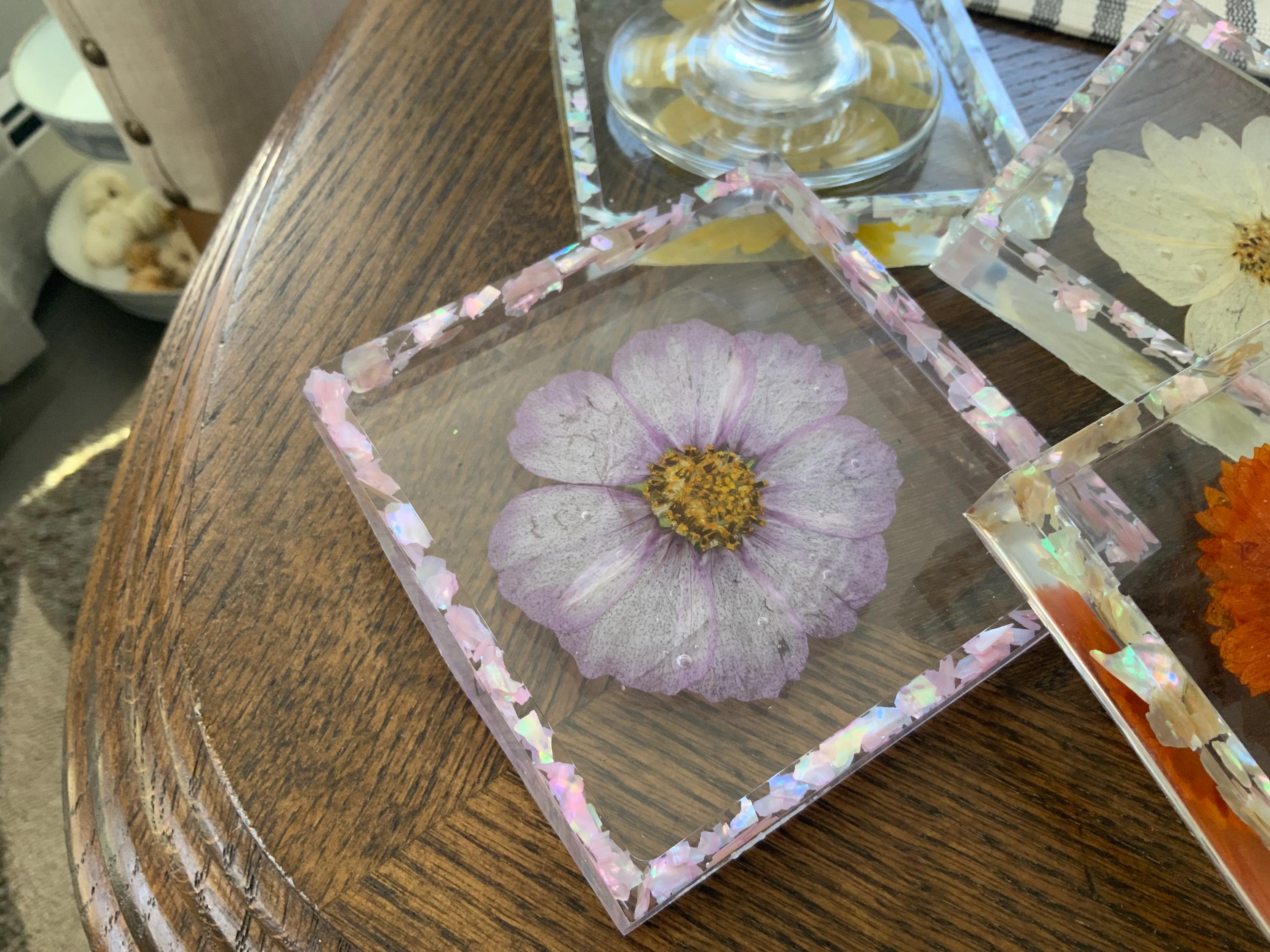 Square Floral Coaster Set of 4