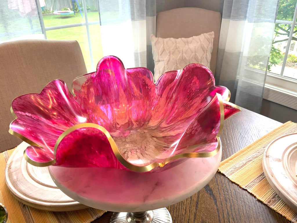 Resin Raspberry Swirl Decorative Bowl
