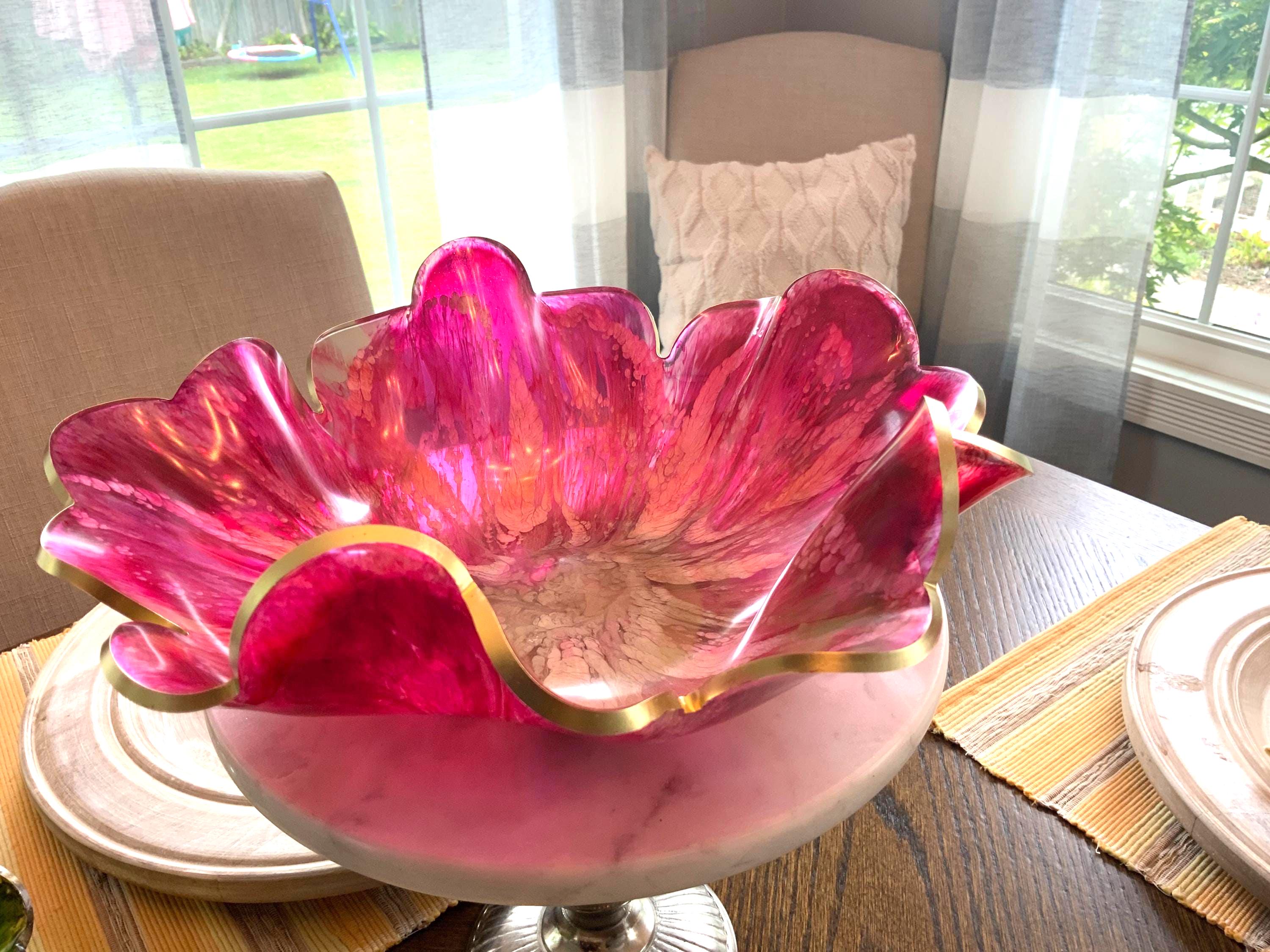Resin Raspberry Swirl Decorative Bowl
