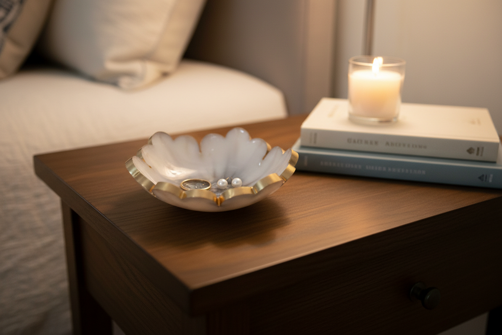 Coffee and Cream Ring Dish - Single on End Table