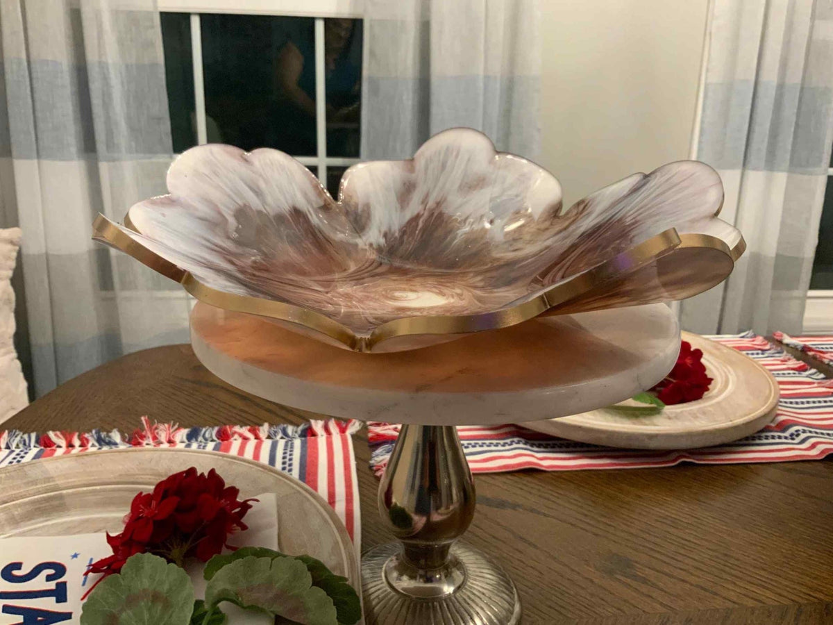 Coffee & Cream Resin Bowl – Handmade Neutral Home Decor - The Glossy Gift Shop
