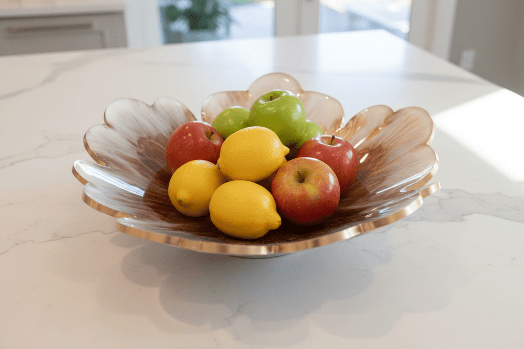 Coffee & Cream Resin Bowl – Handmade Neutral Home Decor - The Glossy Gift Shop