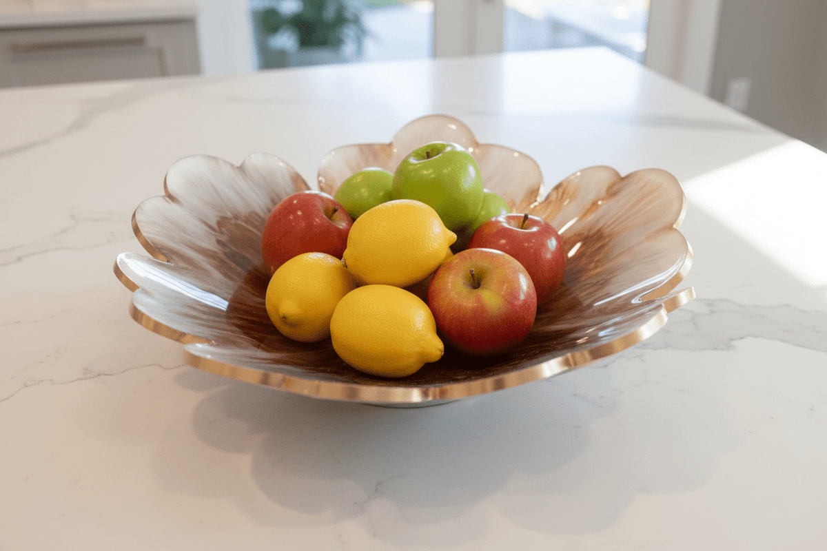 Coffee & Cream Resin Bowl – Handmade Neutral Home Decor - The Glossy Gift Shop