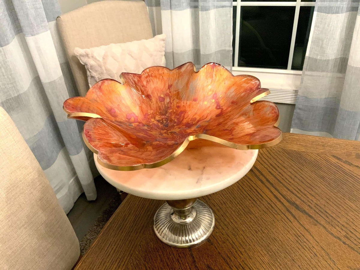 Copper Swirl Resin Bowl – Warm Metallic Handmade Home Decor - The Glossy Gift Shop
