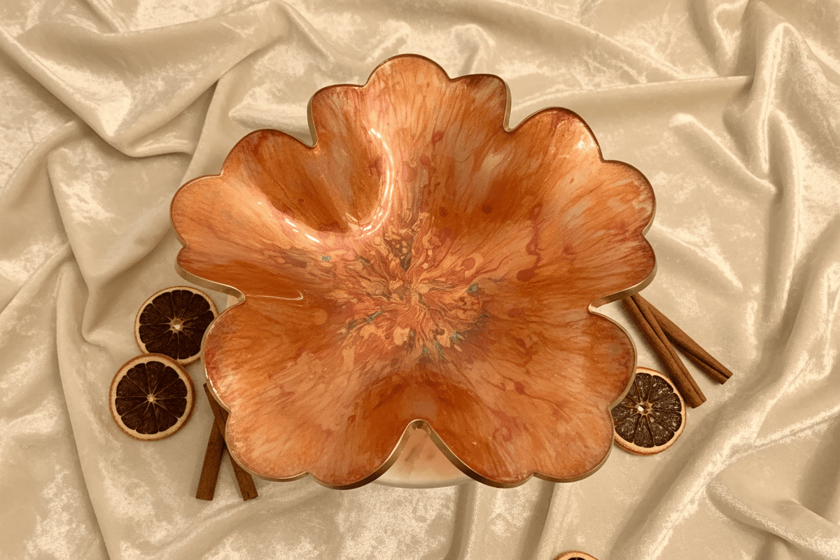 Copper Swirl Resin Bowl – Warm Metallic Handmade Home Decor - The Glossy Gift Shop