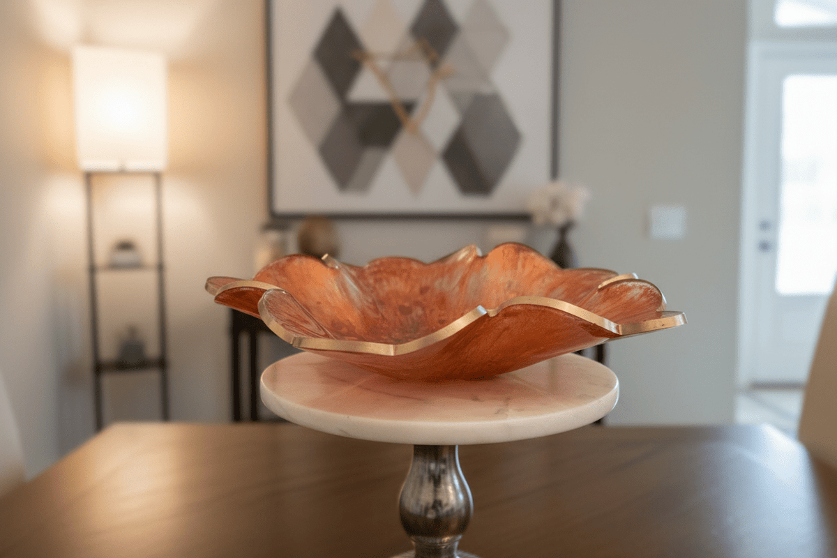 Copper Swirl Resin Bowl – Warm Metallic Handmade Home Decor - The Glossy Gift Shop