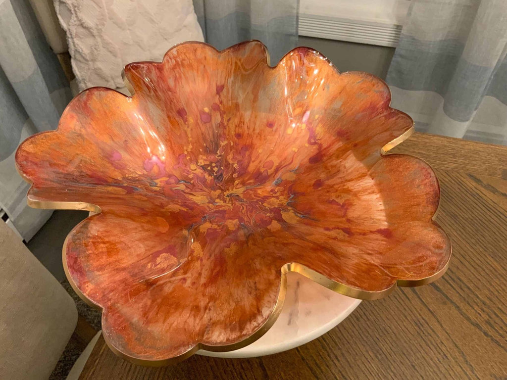 Copper Swirl Resin Bowl – Warm Metallic Handmade Home Decor - The Glossy Gift Shop