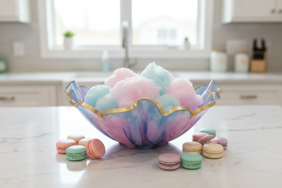 Cotton Candy Bowl - Kitchen Counter with Cotton Candy