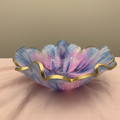 Cotton Candy Resin Bowl – Blue, Orchid & Gold Handmade Decor
