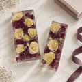 Cream & Purple Rose Resin Bookends – Handmade Floral Pair - The Glossy Gift Shop