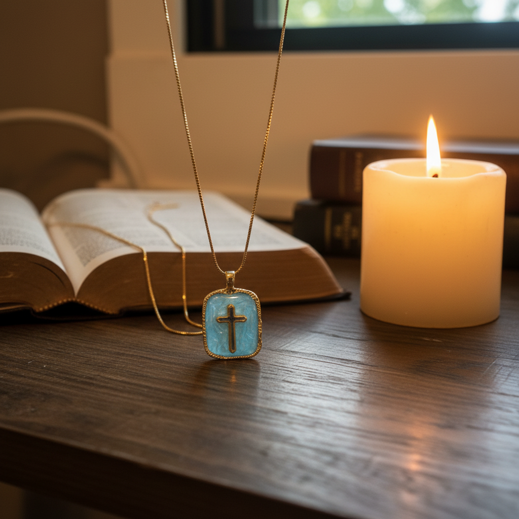 Cross pendant in religious setting
