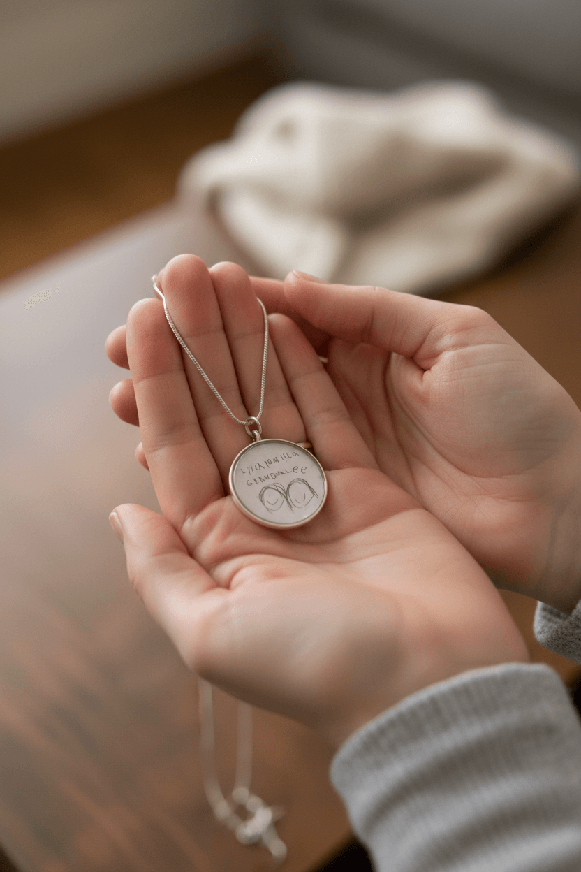 Custom Kids’ Drawing Memory Charm – Sterling Silver Keepsake Necklace - The Glossy Gift Shop