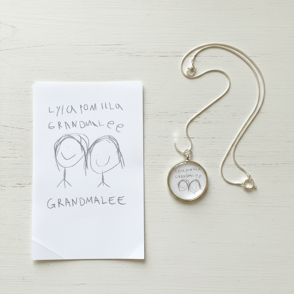 Custom Kids’ Drawing Memory Charm – Sterling Silver Keepsake Necklace - The Glossy Gift Shop