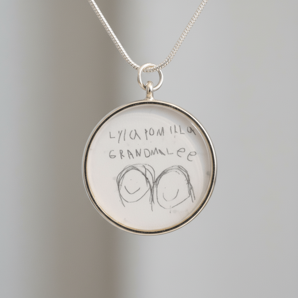 Custom Kids’ Drawing Memory Charm – Sterling Silver Keepsake Necklace - The Glossy Gift Shop