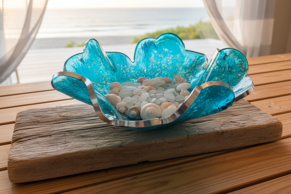 Cyan Ocean Bowl - Driftwood Sea Glass