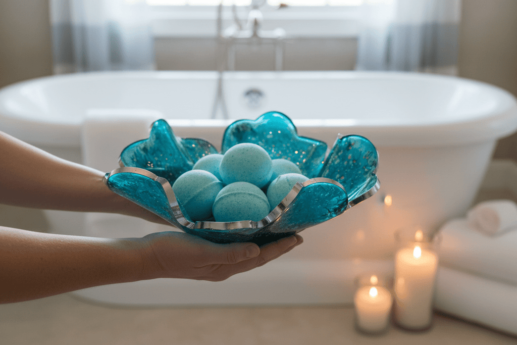 Cyan Ocean Resin Bowl – Coastal Blue & Green Handmade Decor - The Glossy Gift Shop