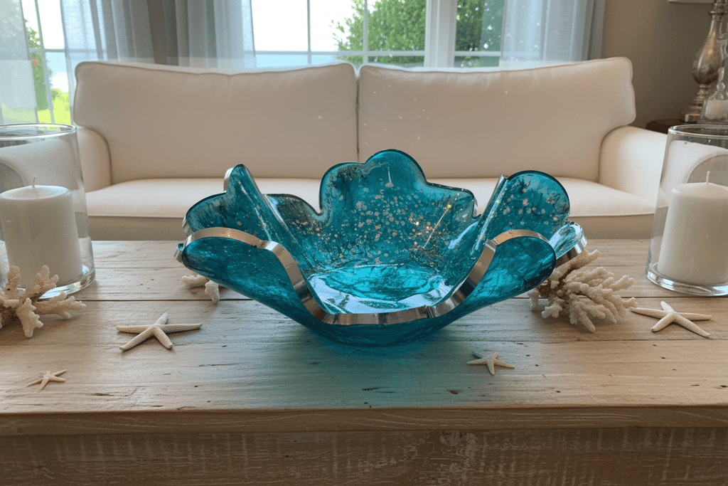 Cyan Ocean Resin Bowl – Coastal Blue & Green Handmade Decor - The Glossy Gift Shop