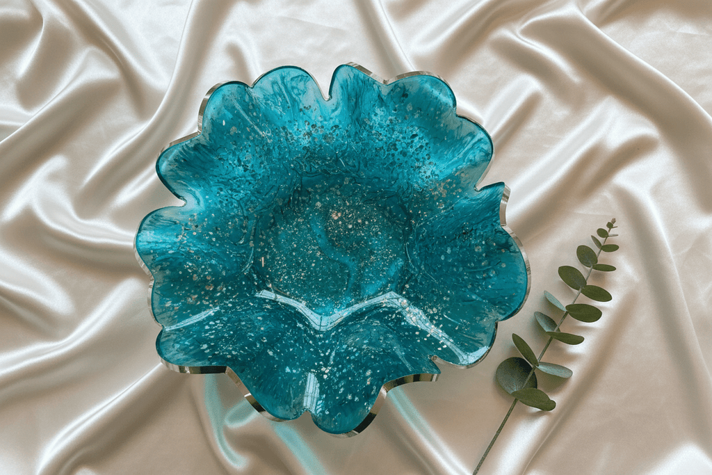 Cyan Ocean Resin Bowl – Coastal Blue & Green Handmade Decor - The Glossy Gift Shop