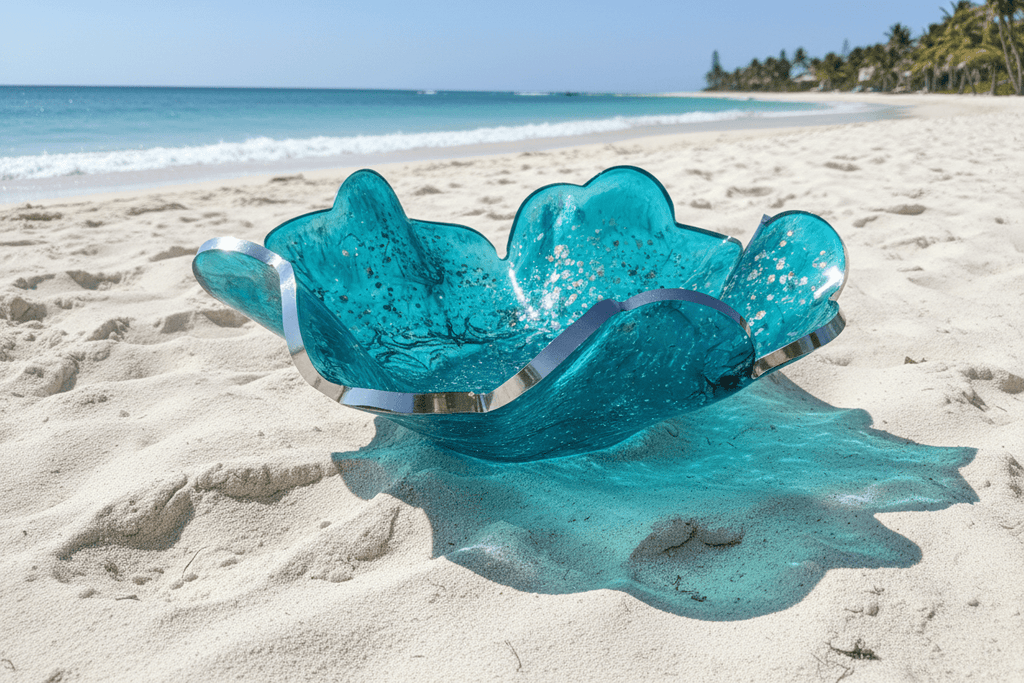 Cyan Ocean Resin Bowl – Coastal Blue & Green Handmade Decor - The Glossy Gift Shop