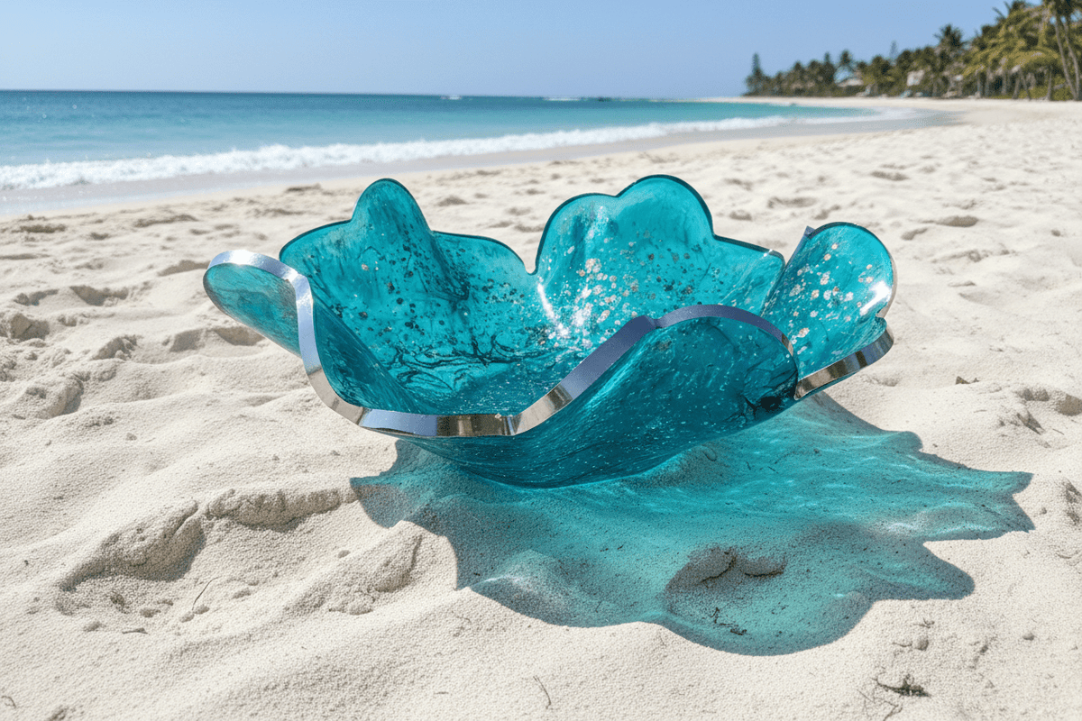 Cyan Ocean Resin Bowl – Coastal Blue & Green Handmade Decor - The Glossy Gift Shop