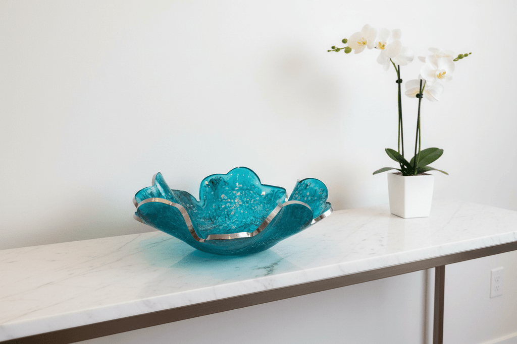 Cyan Ocean Resin Bowl – Coastal Blue & Green Handmade Decor - The Glossy Gift Shop
