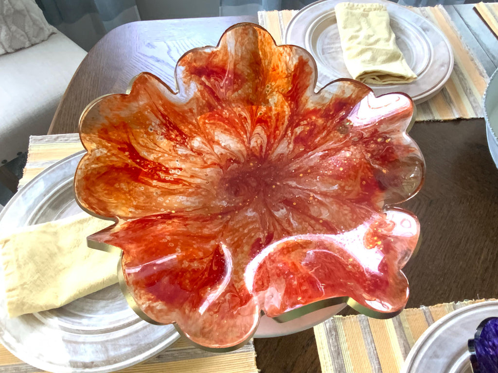 Resin Decorative Bowl – Orange & White Tennessee Football Epoxy Bowl