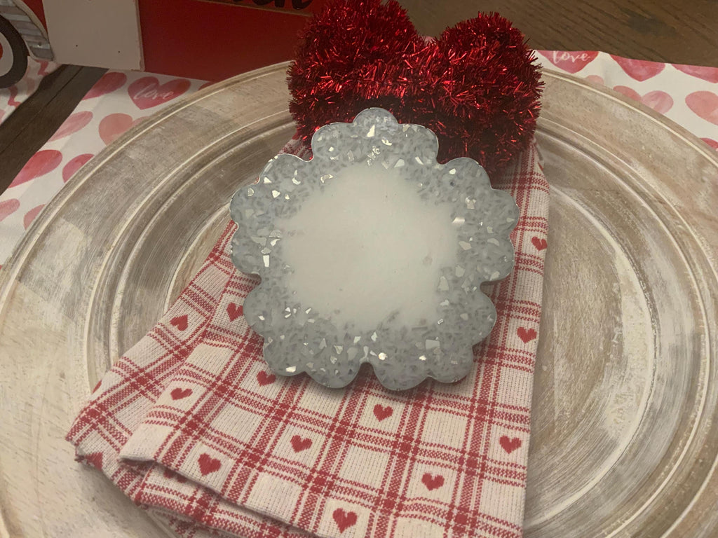Mirror White Shimmer 6 Piece Coaster Set