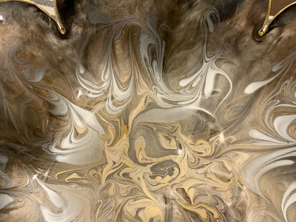Resin Silver and Gold Swirl Decorative Bowl