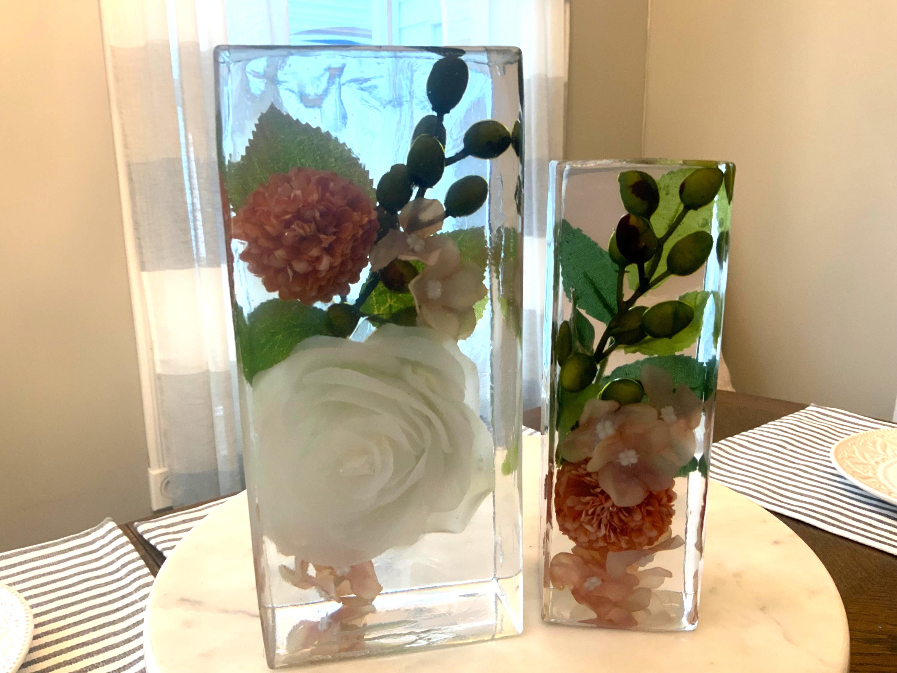 Handmade Resin Bookends – White Rose Design, Decorative Book Holder
