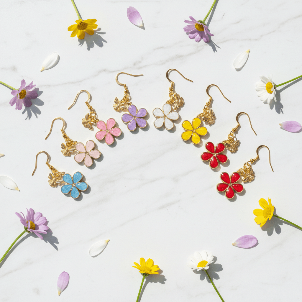 Daisy Charm Resin Earrings – Choose Color & Charm - The Glossy Gift Shop