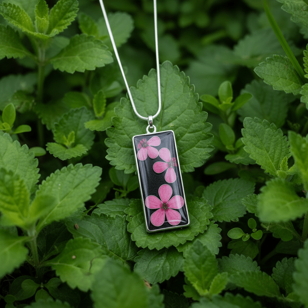Daisy Resin Bar Necklace – Colorful Floral Pendant - The Glossy Gift Shop
