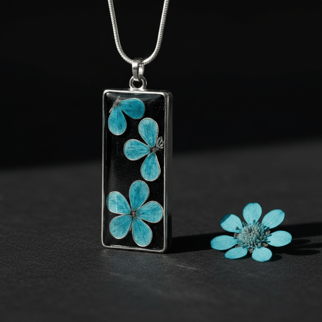 Daisy Resin Bar Necklace – Colorful Floral Pendant - The Glossy Gift Shop