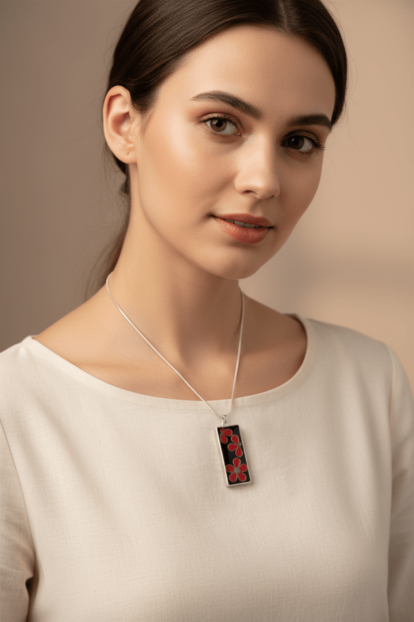 Daisy Resin Bar Necklace – Colorful Floral Pendant - The Glossy Gift Shop