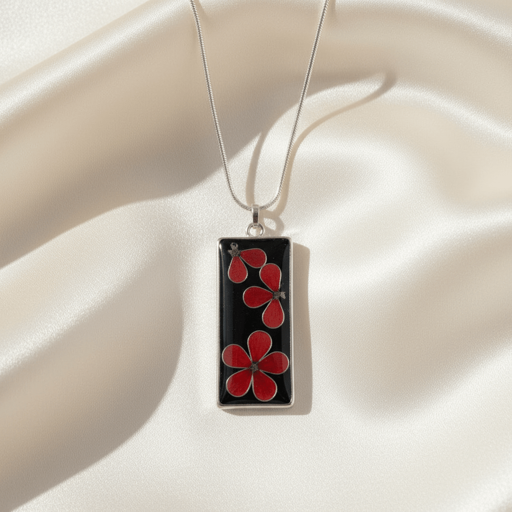 Daisy Resin Bar Necklace – Colorful Floral Pendant - The Glossy Gift Shop