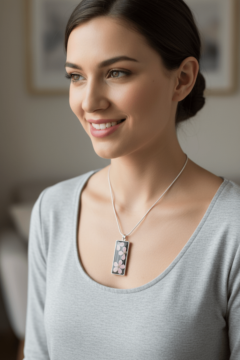 Daisy Resin Bar Necklace – Colorful Floral Pendant - The Glossy Gift Shop