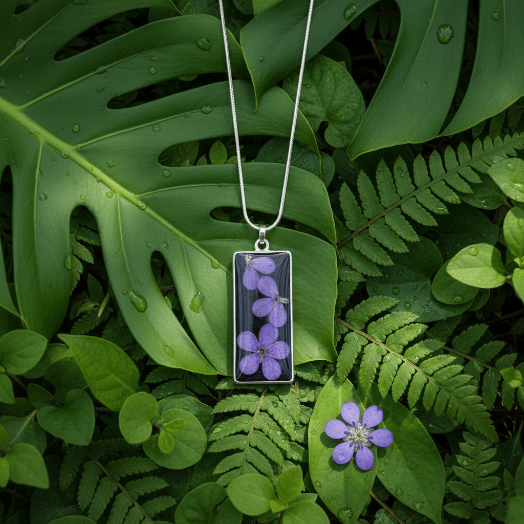 Daisy Resin Bar Necklace – Colorful Floral Pendant - The Glossy Gift Shop