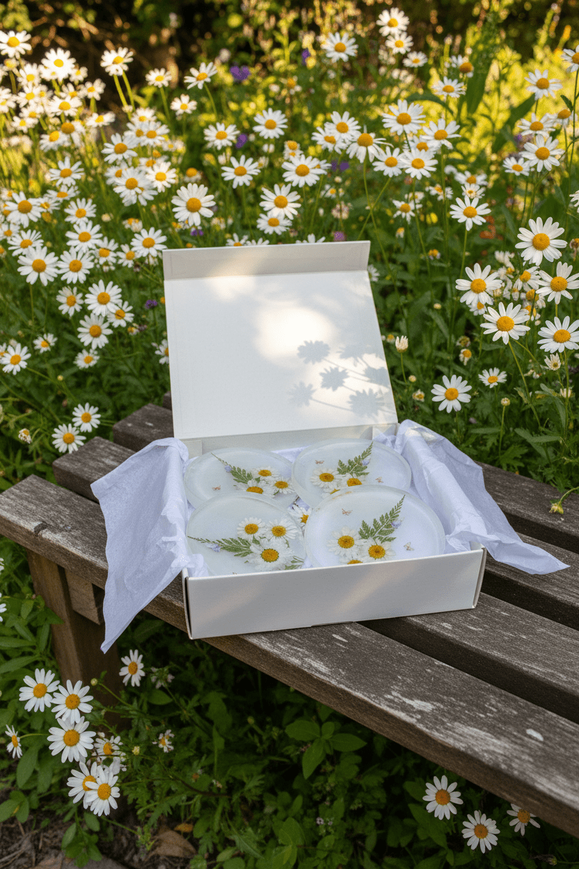 Daisy Resin Coasters – Handmade Set of 4 - The Glossy Gift Shop