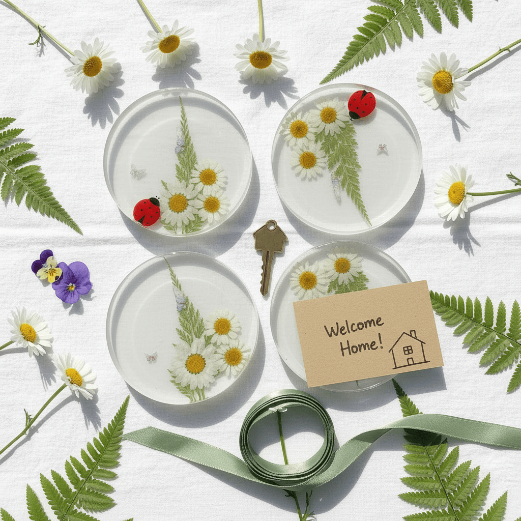 Daisy Resin Coasters – Handmade Set of 4 - The Glossy Gift Shop