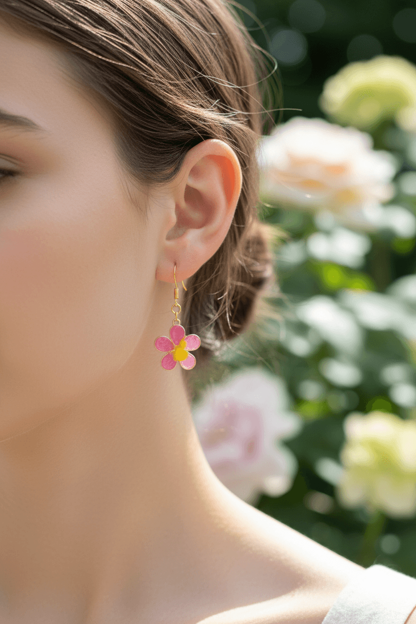 Daisy Resin Drop Earrings – Handmade Floral Dangles - The Glossy Gift Shop