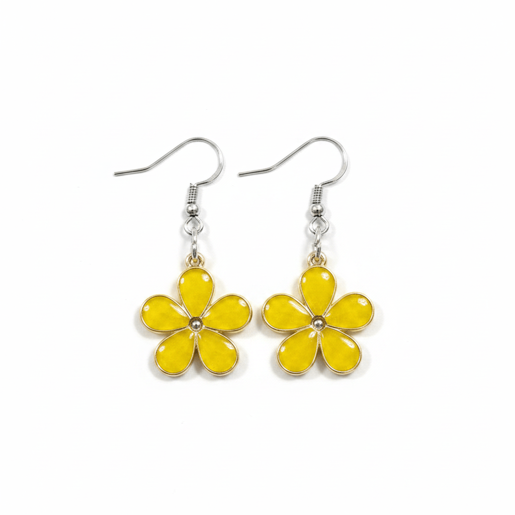 Daisy Resin Drop Earrings – Handmade Floral Dangles - The Glossy Gift Shop
