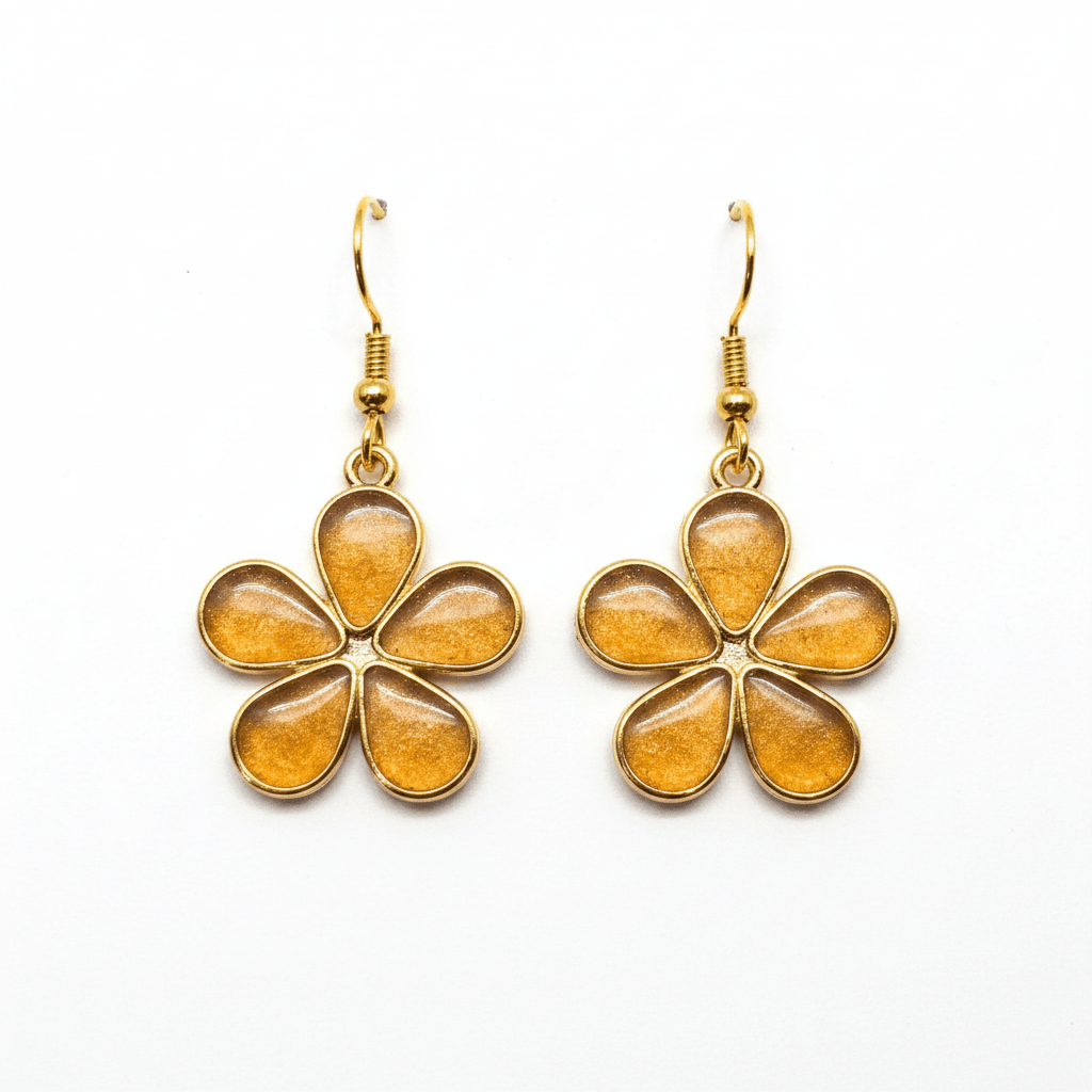 Daisy Resin Drop Earrings – Handmade Floral Dangles - The Glossy Gift Shop