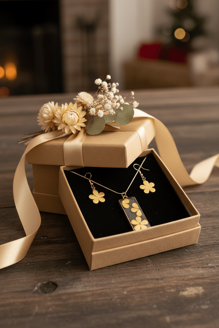 Daisy Resin Jewelry Set – Colorful Handmade Necklace & Earrings - The Glossy Gift Shop