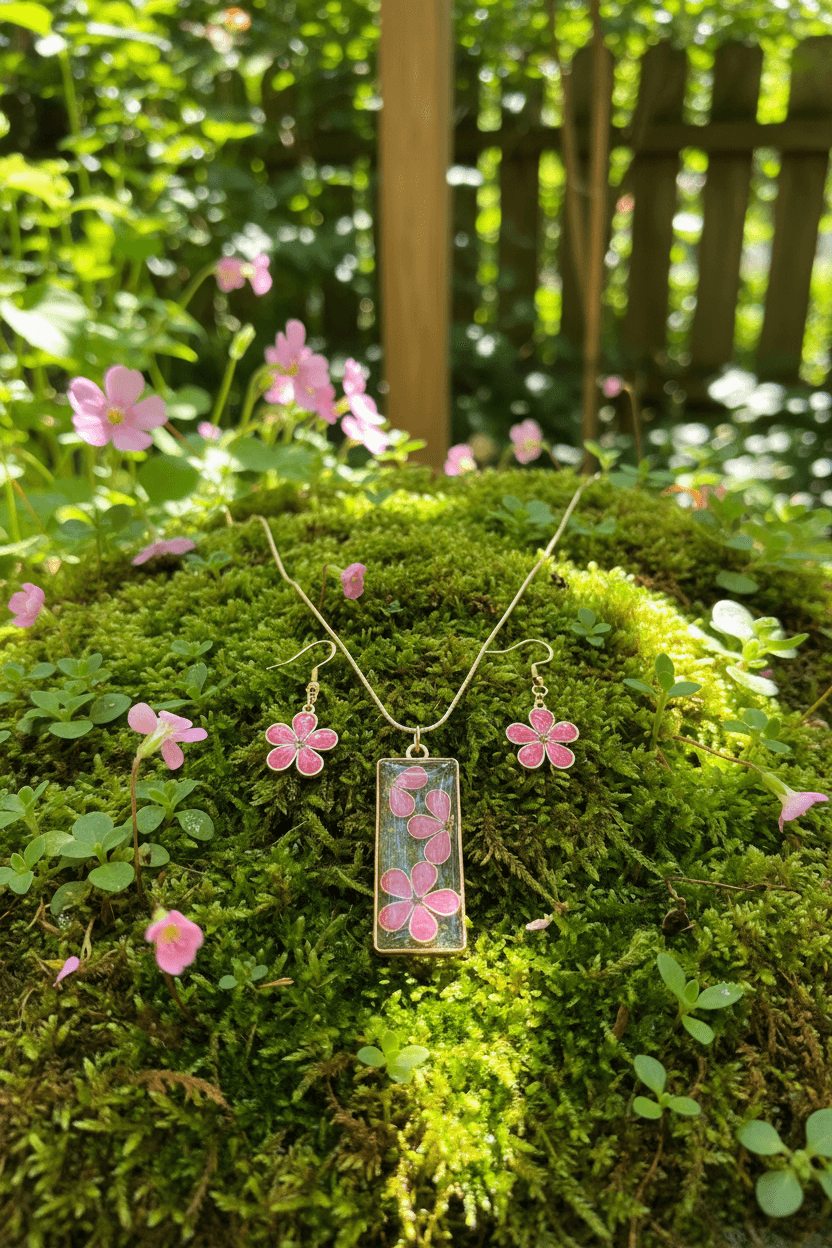 Daisy Resin Jewelry Set – Colorful Handmade Necklace & Earrings - The Glossy Gift Shop