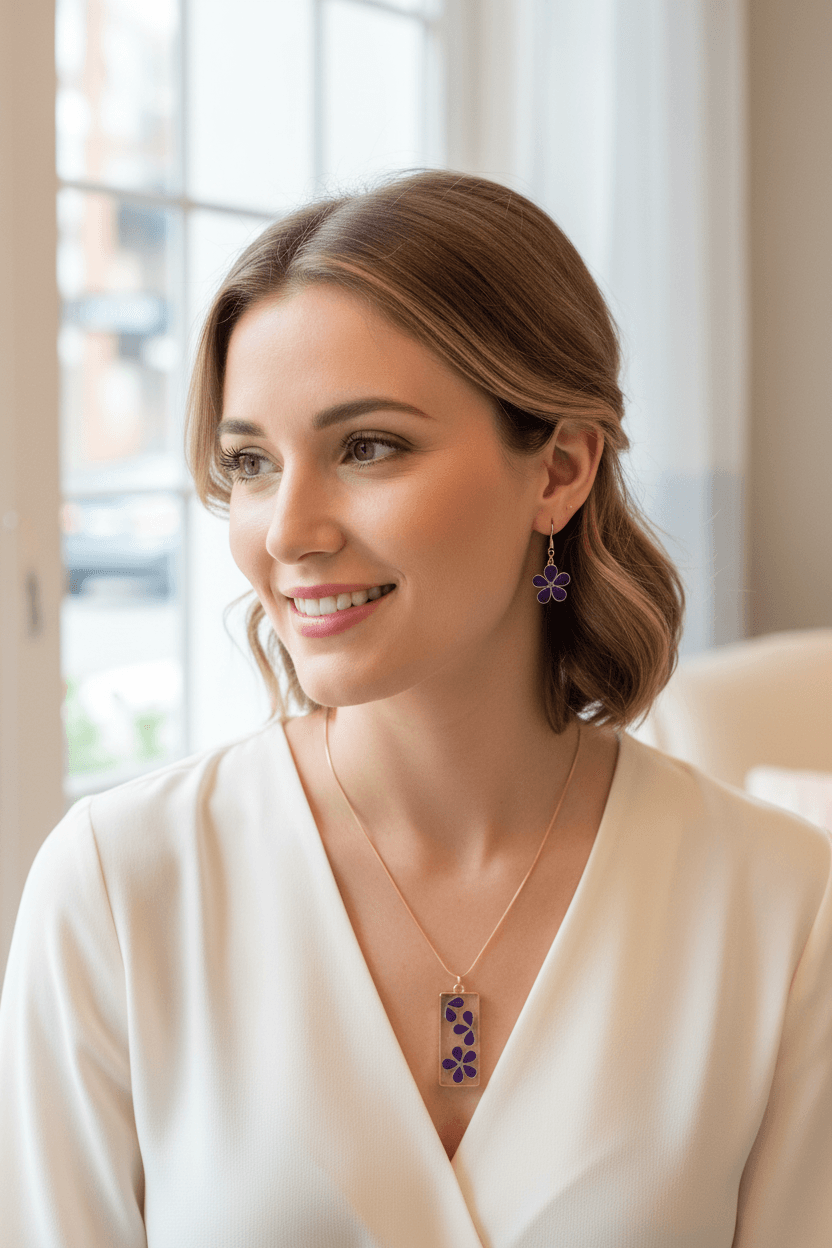 Daisy Resin Jewelry Set – Colorful Handmade Necklace & Earrings - The Glossy Gift Shop