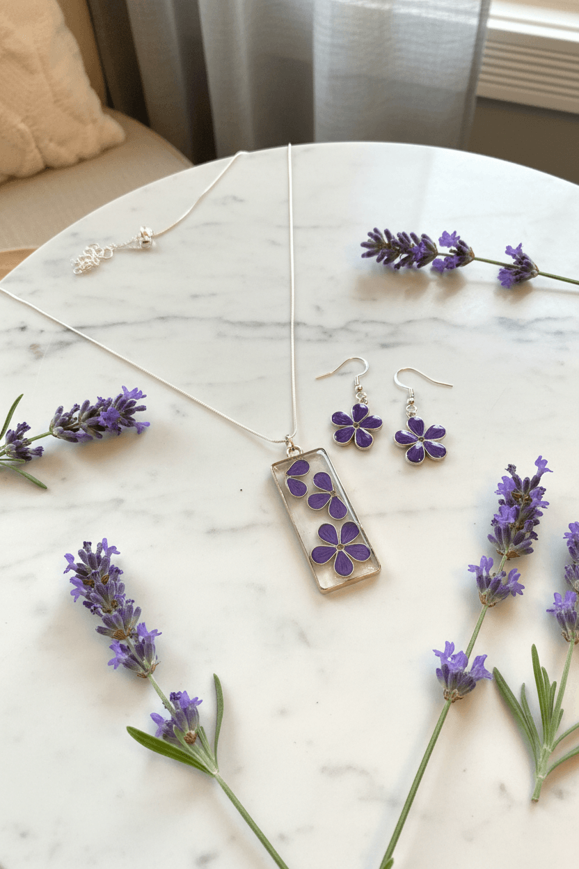 Daisy Resin Jewelry Set – Colorful Handmade Necklace & Earrings - The Glossy Gift Shop