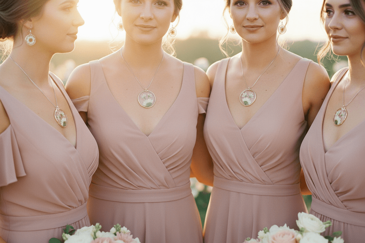 Daisy Resin Jewelry Set – Pressed Flower Necklace & Earrings - The Glossy Gift Shop